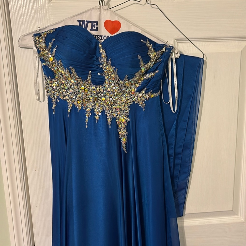 COLORS blue strapless dress and shawl (size 2)